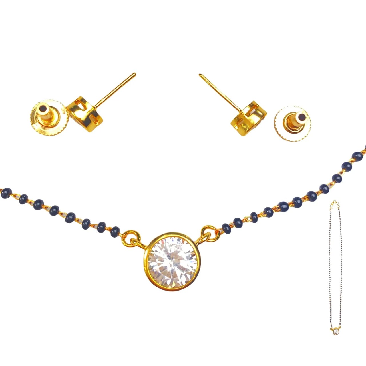 Mangalsutra with Earring Jewerly Set, Mangalsutra Necklace, Mangalsutra Chain, Mangalsutra Earrings, Mangal Sutra, Indian Jewelry